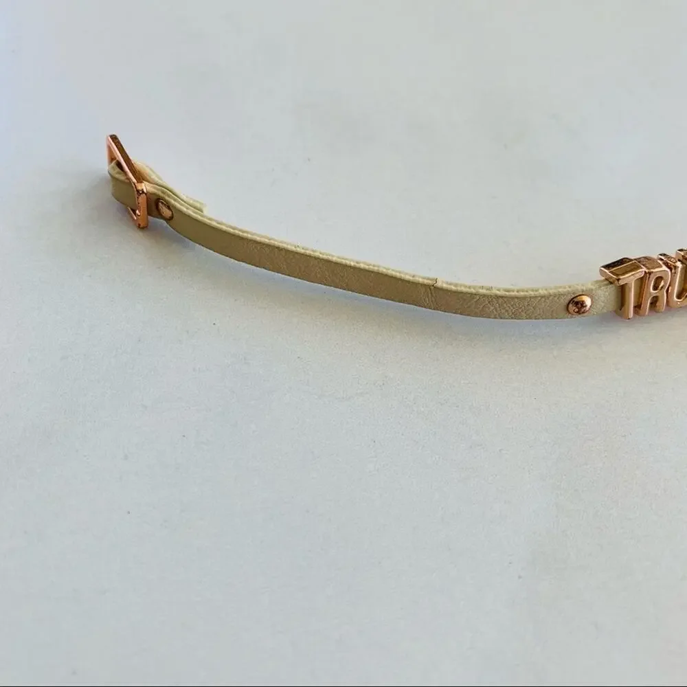 Beige Leather Belt Bracelet TRUE Spellout